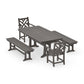 POLYWOOD Chippendale 5-Piece Dining Set with Trestle Legs — Driftwood