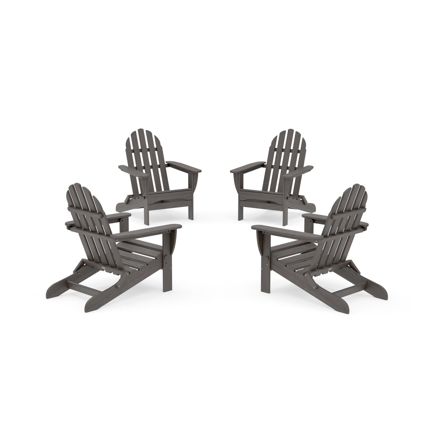 POLYWOOD 4-Piece Classic Folding Adirondack Conversation Set — Driftwood