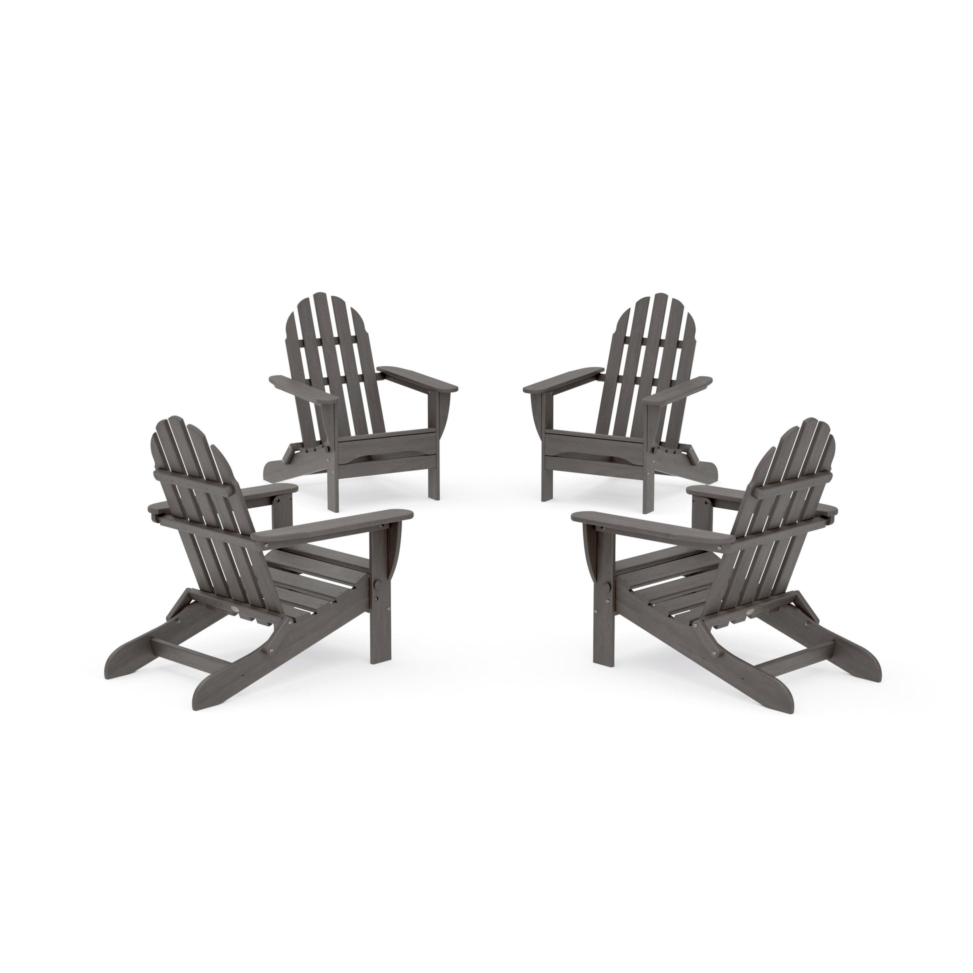 POLYWOOD 4-Piece Classic Folding Adirondack Conversation Set — Driftwood