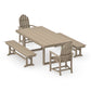 POLYWOOD Classic Adirondack 5-Piece Dining Set with Benches — Vintage Sahara