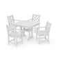 POLYWOOD Chippendale 5-Piece Farmhouse Trestle Arm Chair Dining Set — Vintage White