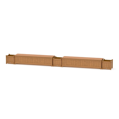 POLYWOOD 72" Vineyard Straight Double Planter Storage Bench Set — Natural