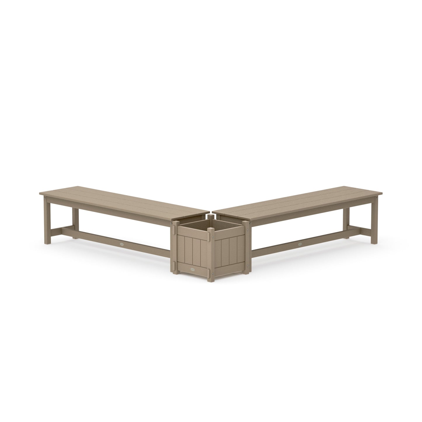 POLYWOOD 60" Vineyard L- Shaped Planter Bench Set — Vintage Sahara
