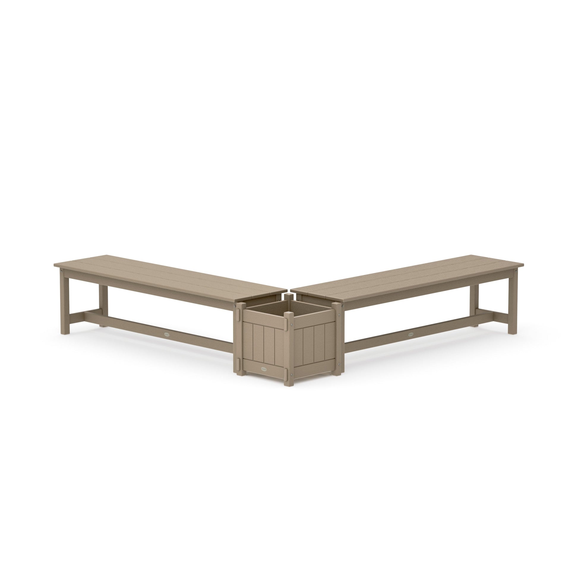 POLYWOOD 60" Vineyard L- Shaped Planter Bench Set — Vintage Sahara