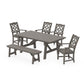 POLYWOOD Chinoiserie 6-Piece Rustic Farmhouse Dining Set with Bench — Driftwood
