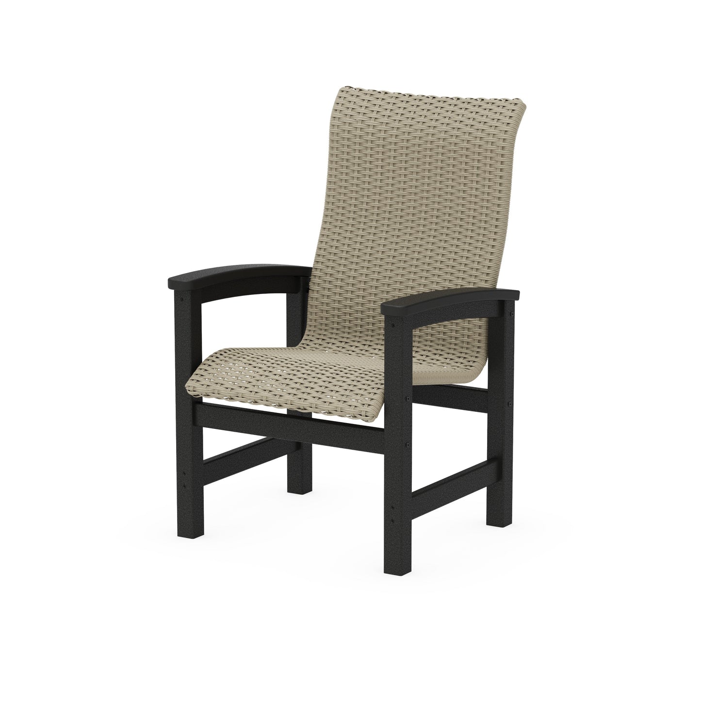 POLYWOOD Coastal Woven High-Back Dining Chair — Black / Dune Grass