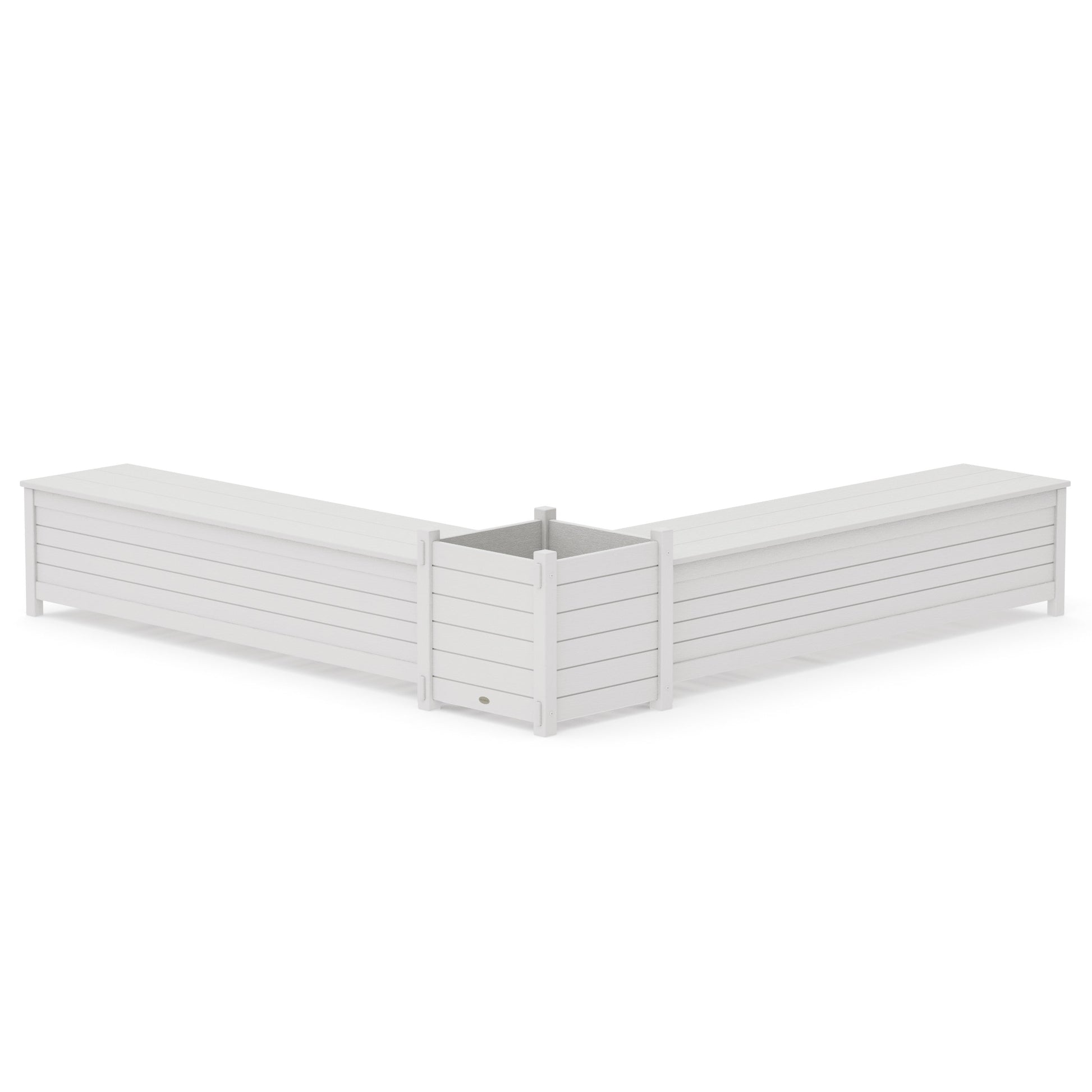 POLYWOOD 72" Nautical L- Shaped Planter Storage Bench Set- Large — Vintage White