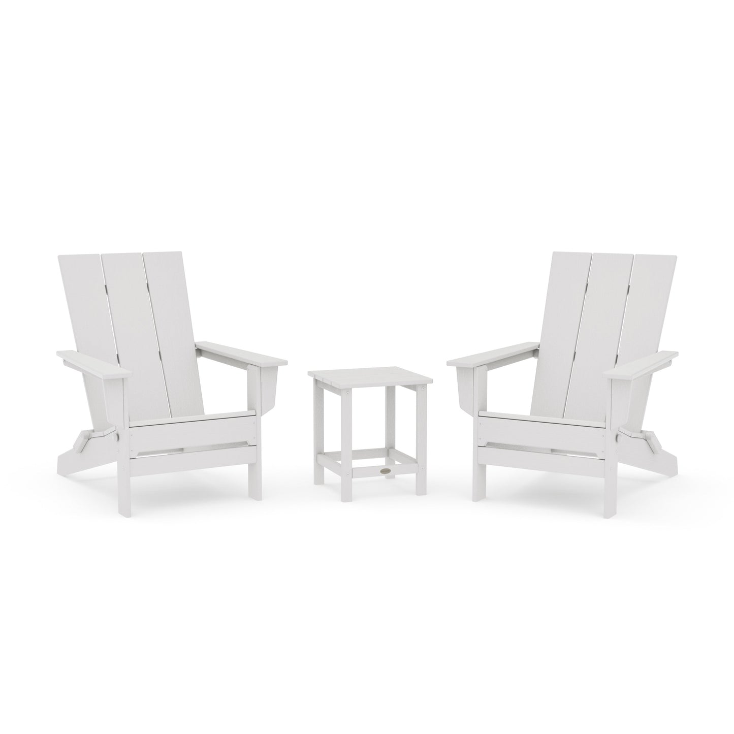 POLYWOOD 3-Piece Modern Studio Folding Adirondack Set — Vintage White