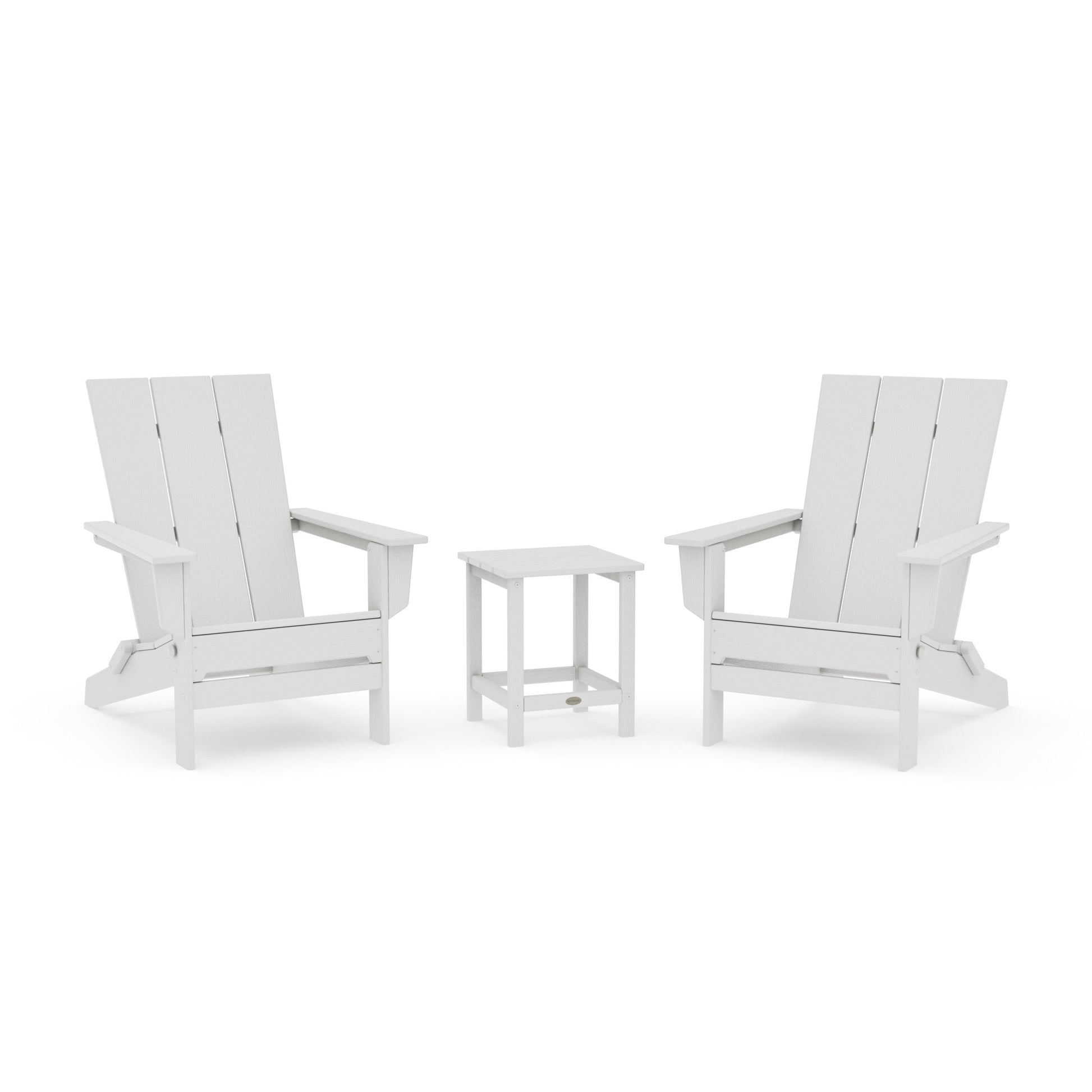 POLYWOOD 3-Piece Modern Studio Folding Adirondack Set — Vintage White