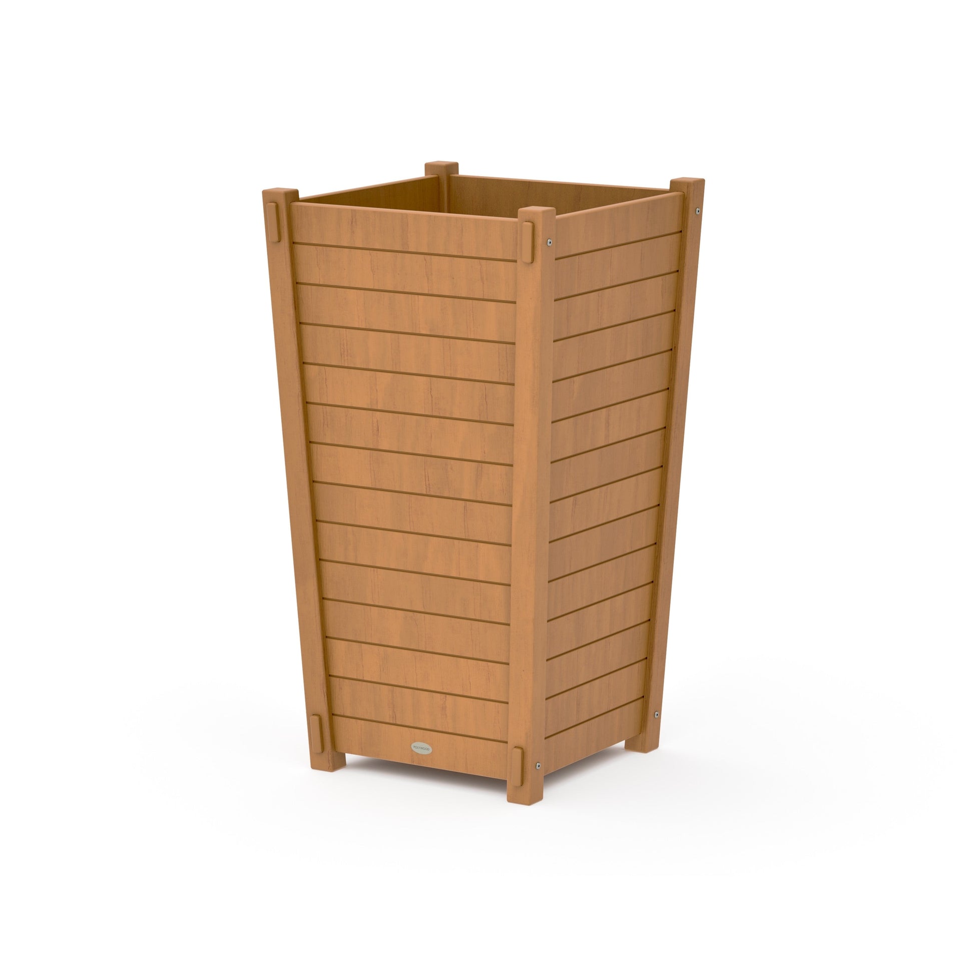 POLYWOOD Nautical Large Tapered Square Tall Planter Box — Natural