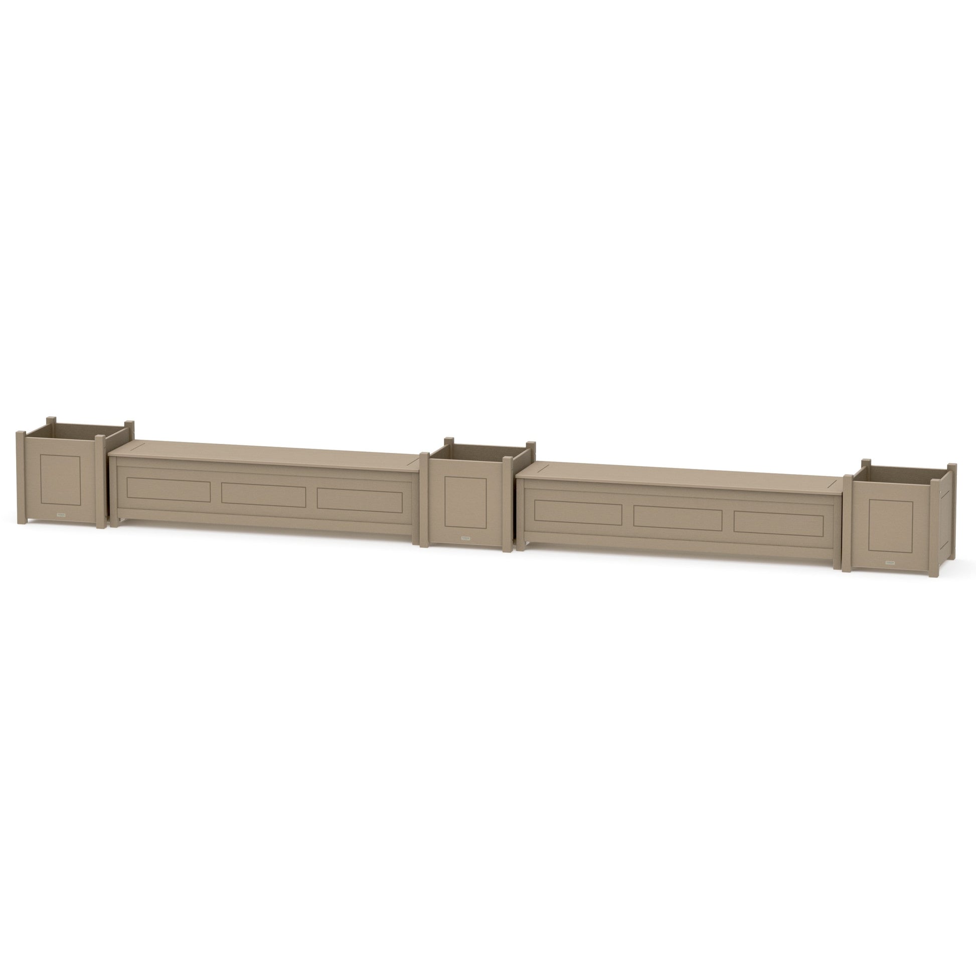 POLYWOOD 72" Country Living Straight Double Planter Storage Bench Set- Large — Vintage Sahara