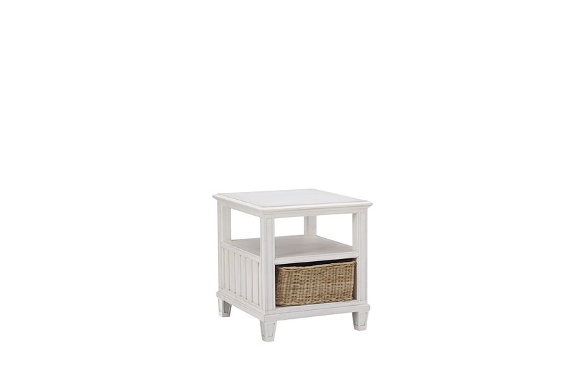 PALMETTO HOME - CANE BAY END TABLE WITH RATTAN BASKET