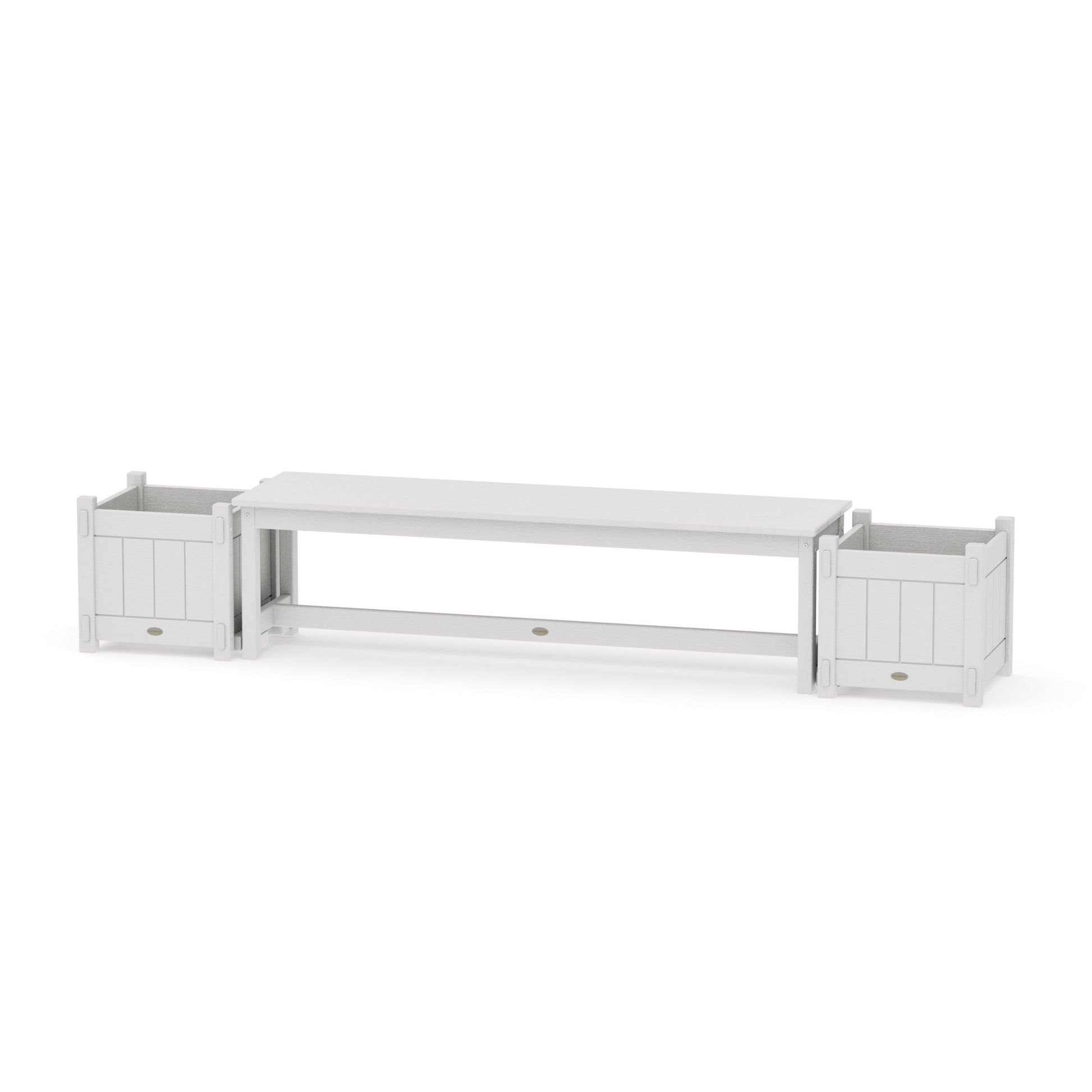 POLYWOOD 60" Vineyard Straight Planter Bench Set — Vintage White