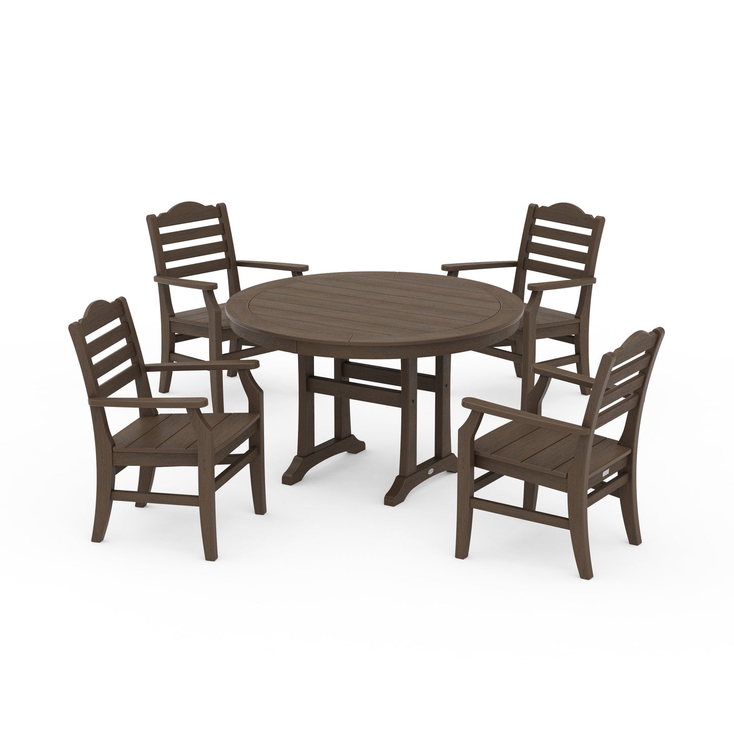 POLYWOOD Savannah 5-Piece Round Dining Set with Trestle Legs — Kona
