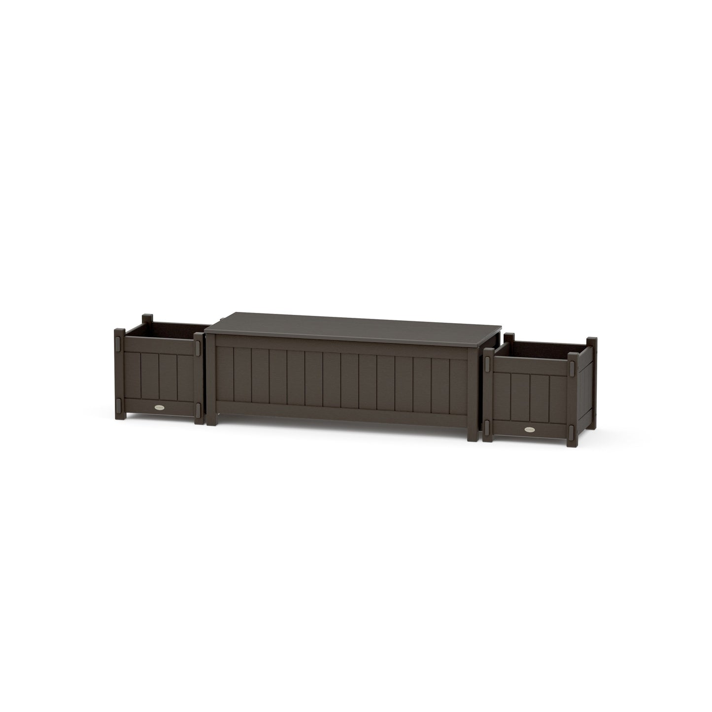 POLYWOOD 48" Vineyard Straight Planter Storage Bench Set — Vintage Coffee