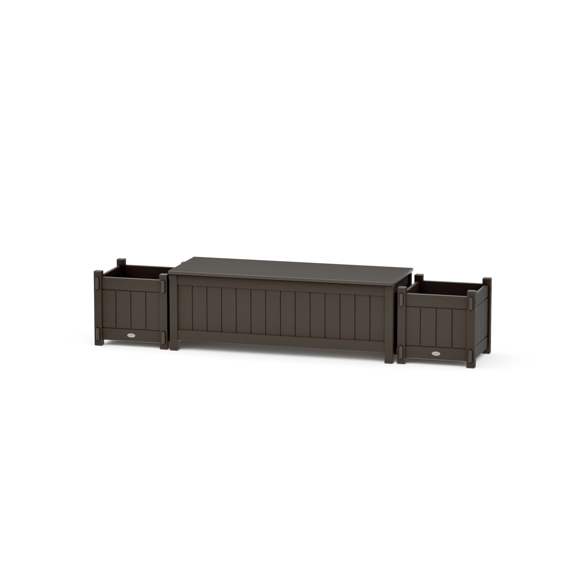 POLYWOOD 48" Vineyard Straight Planter Storage Bench Set — Vintage Coffee