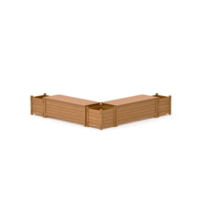 POLYWOOD 48" Nautical L- Shaped Planter Storage Bench Corner Set — Natural