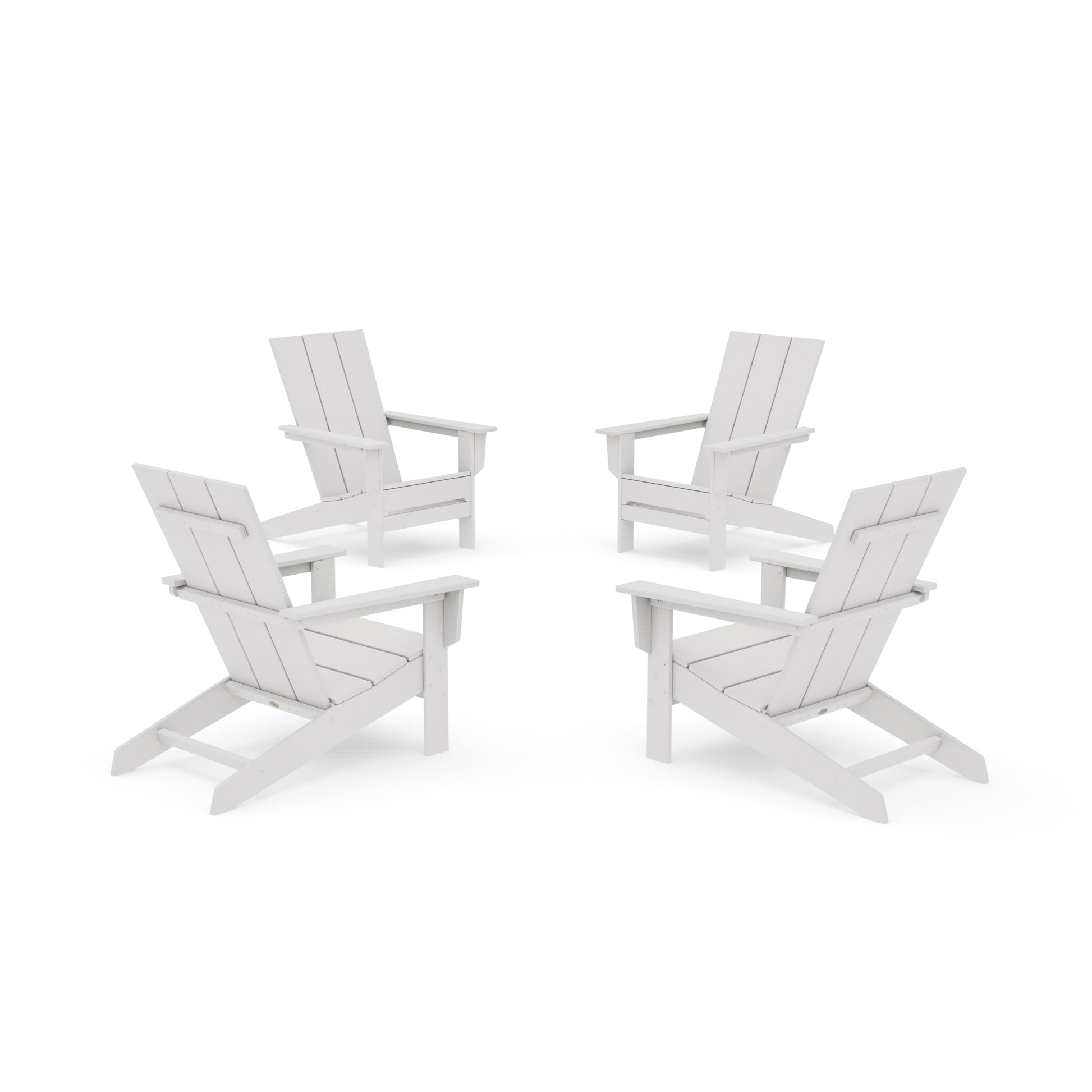 POLYWOOD 4-Piece Modern Studio Adirondack Chair Conversation Set — Vintage White