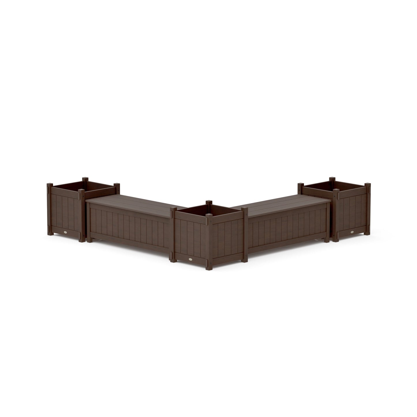 POLYWOOD 48" Vineyard L- Shaped Planter Storage Bench Corner Set- Large — Kona
