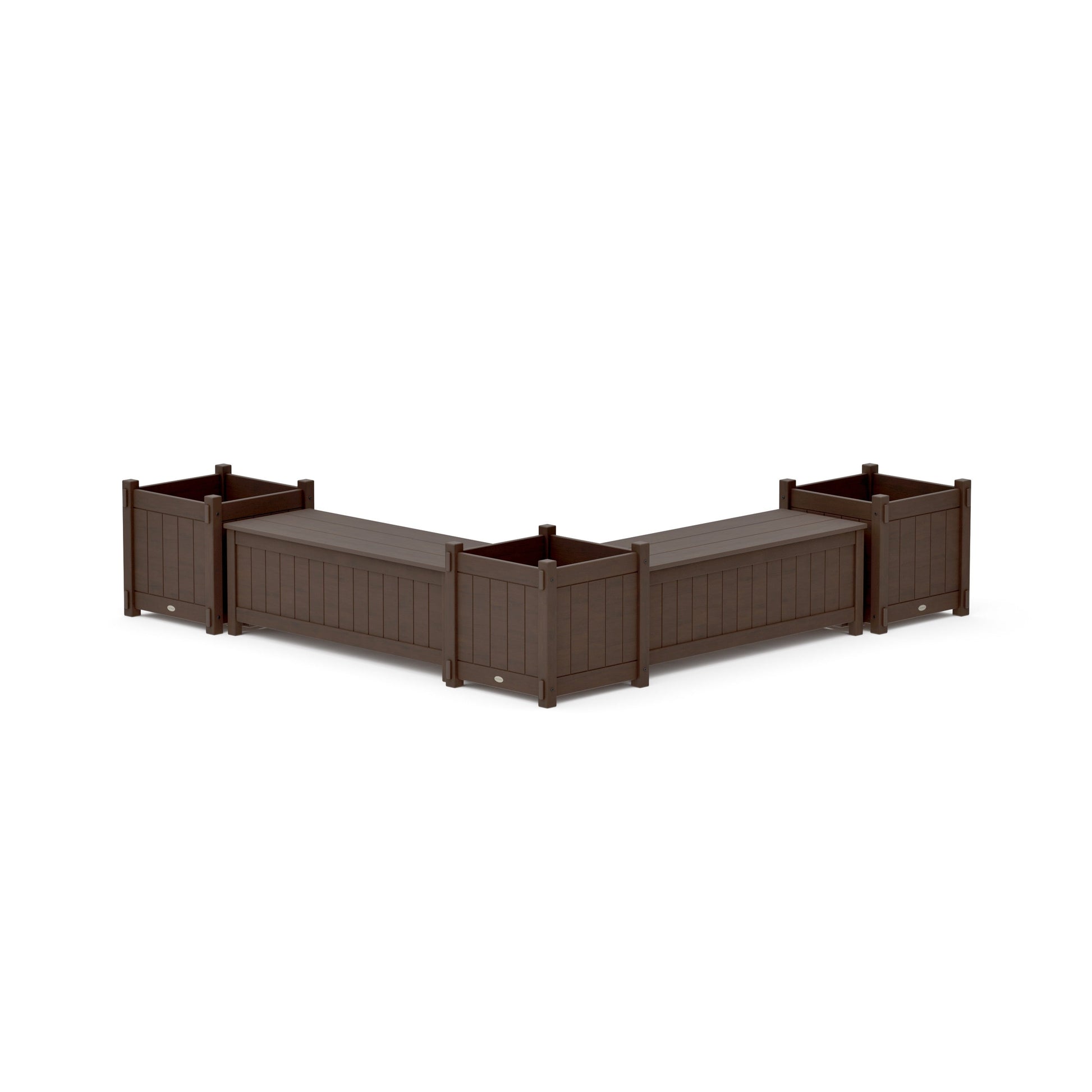 POLYWOOD 48" Vineyard L- Shaped Planter Storage Bench Corner Set- Large — Kona