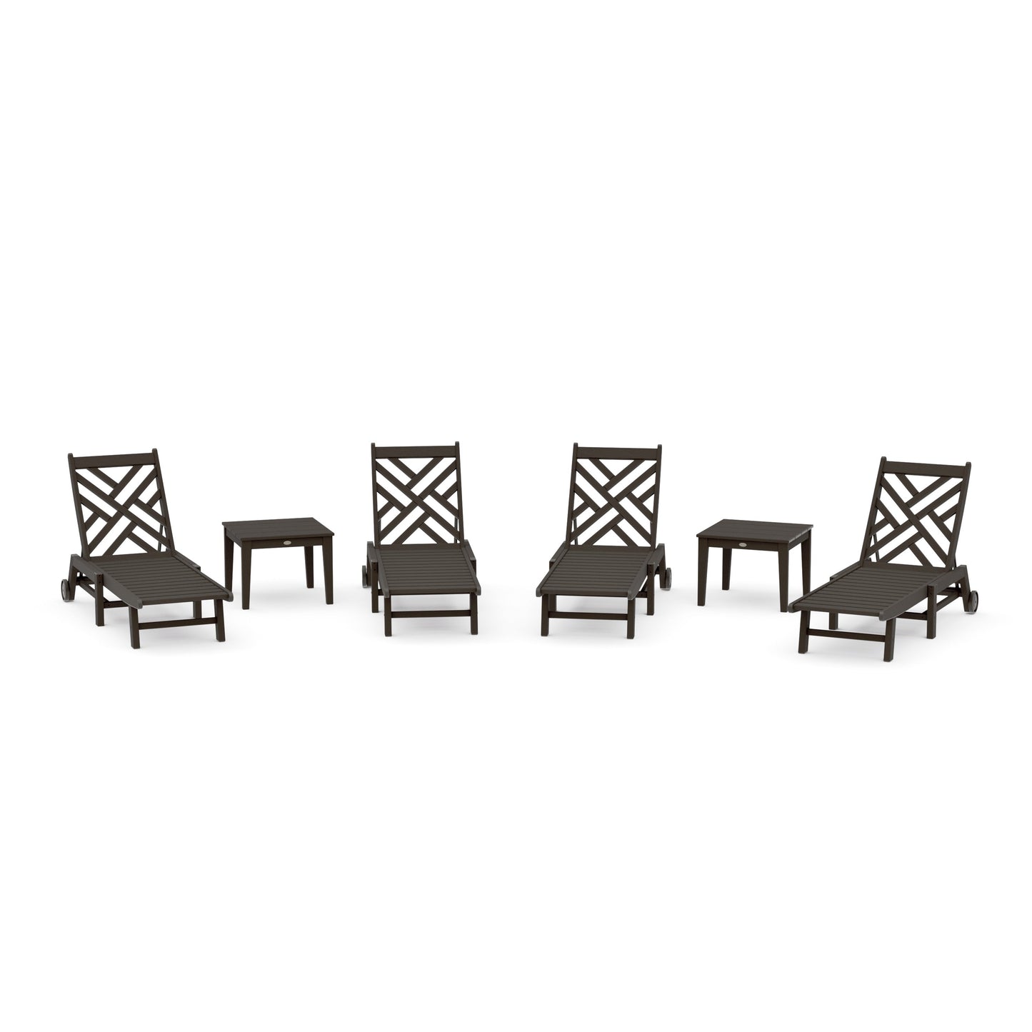 POLYWOOD Chippendale 6-Piece Chaise Set with Wheels — Vintage Coffee