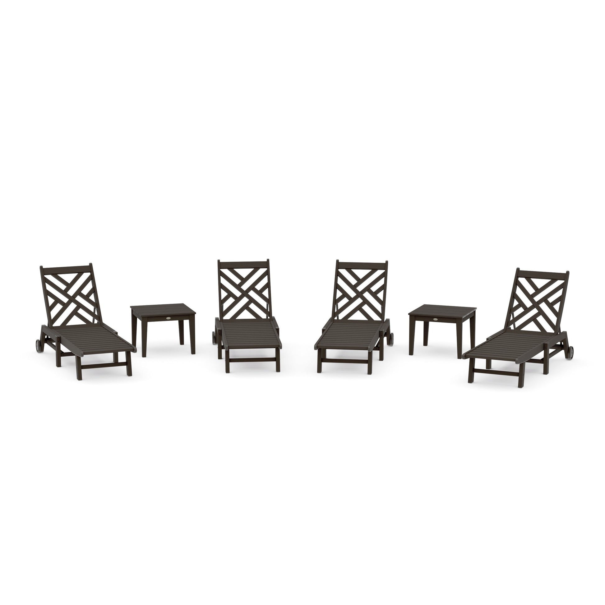POLYWOOD Chippendale 6-Piece Chaise Set with Wheels — Vintage Coffee