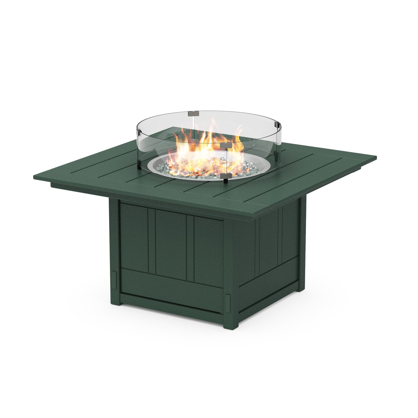 POLYWOOD Acadia Square 42" Fire Pit Table — Green