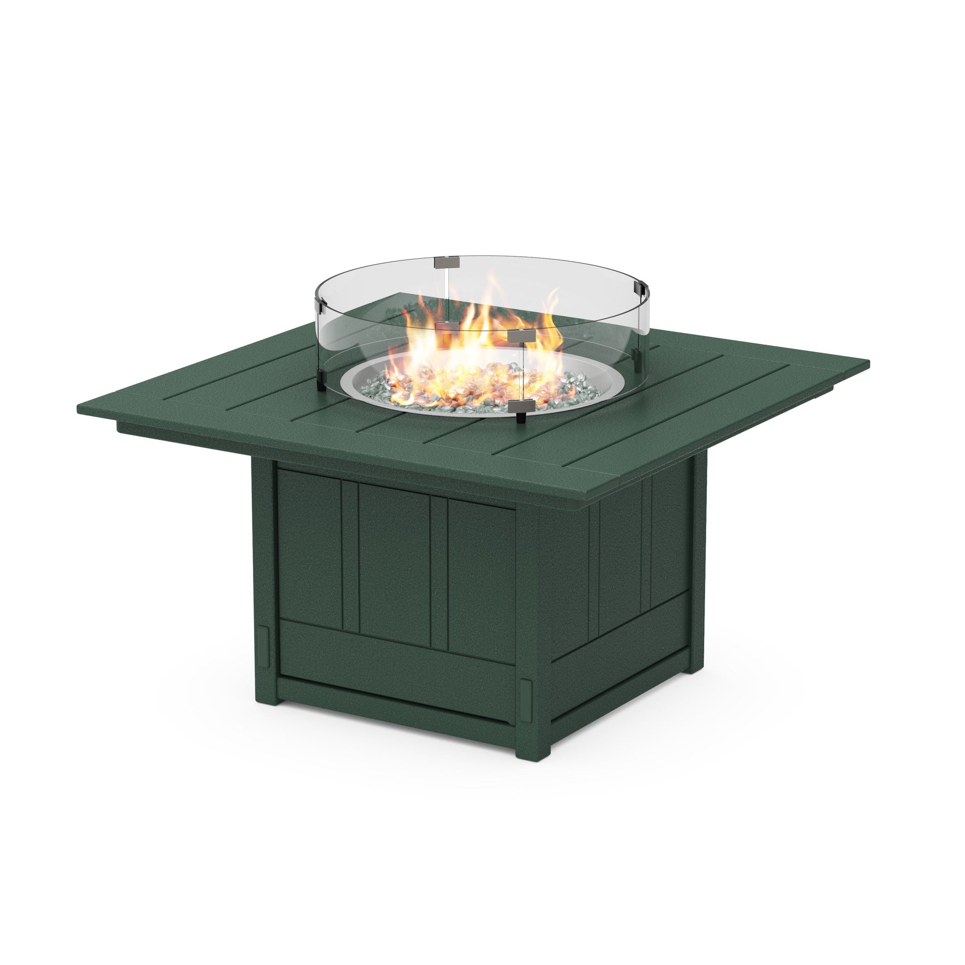 POLYWOOD Acadia Square 42" Fire Pit Table — Green