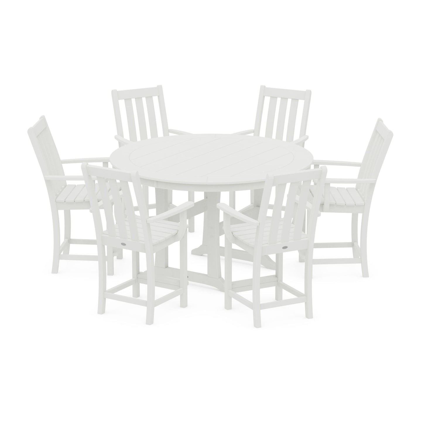 POLYWOOD Vineyard 7-Piece Arm Chair Round Counter Set — Vintage White