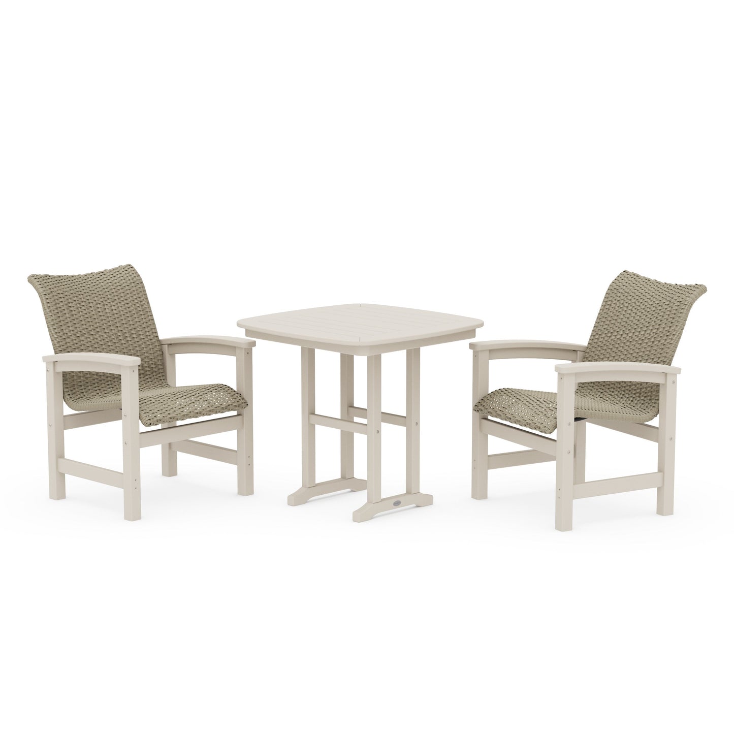 POLYWOOD Coastal Woven 3-Piece Dining Set — Sand / Dune Grass