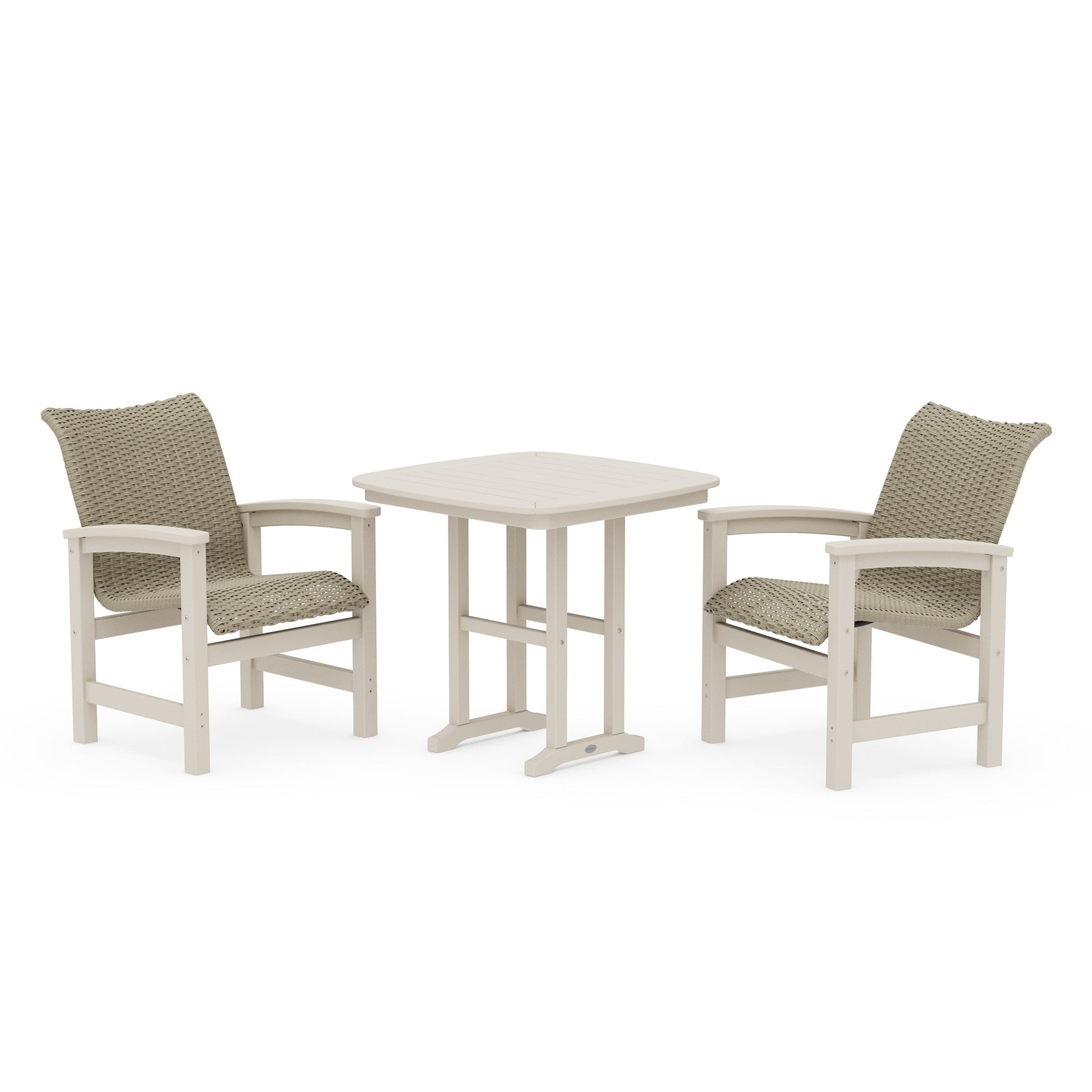 POLYWOOD Coastal Woven 3-Piece Dining Set — Sand / Dune Grass