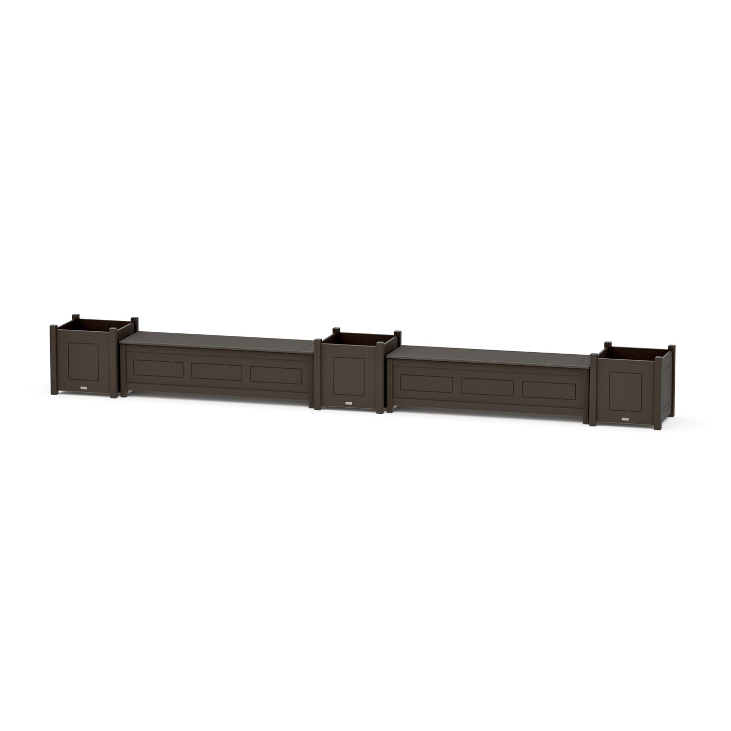 POLYWOOD 60" Country Living Straight Double Planter Storage Bench Set- Large — Vintage Coffee