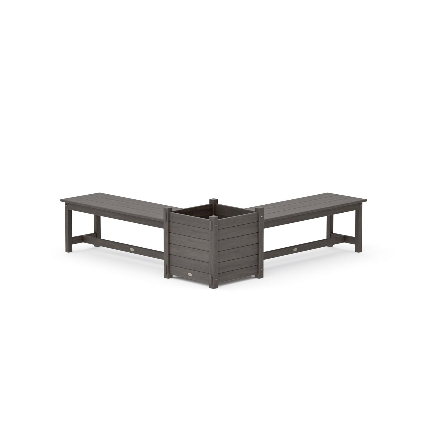 POLYWOOD 48" Nautical L- Shaped Planter Bench Set- Large — Driftwood
