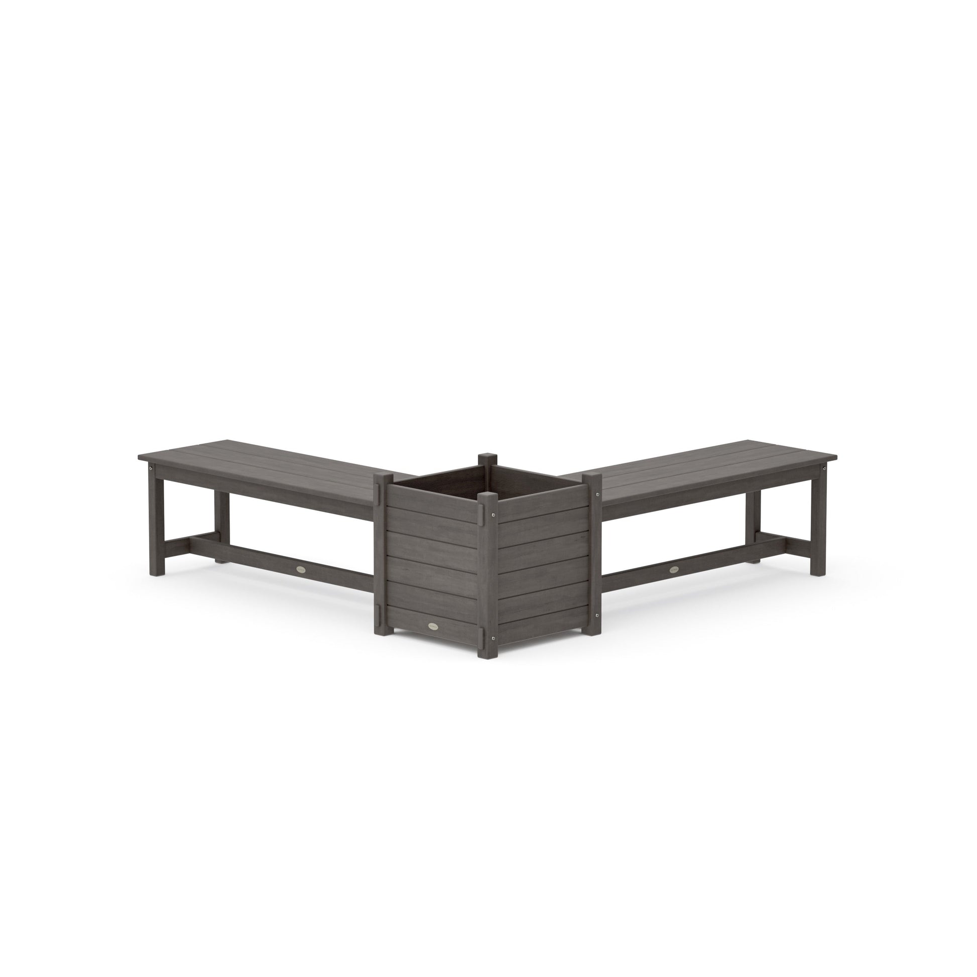 POLYWOOD 48" Nautical L- Shaped Planter Bench Set- Large — Driftwood