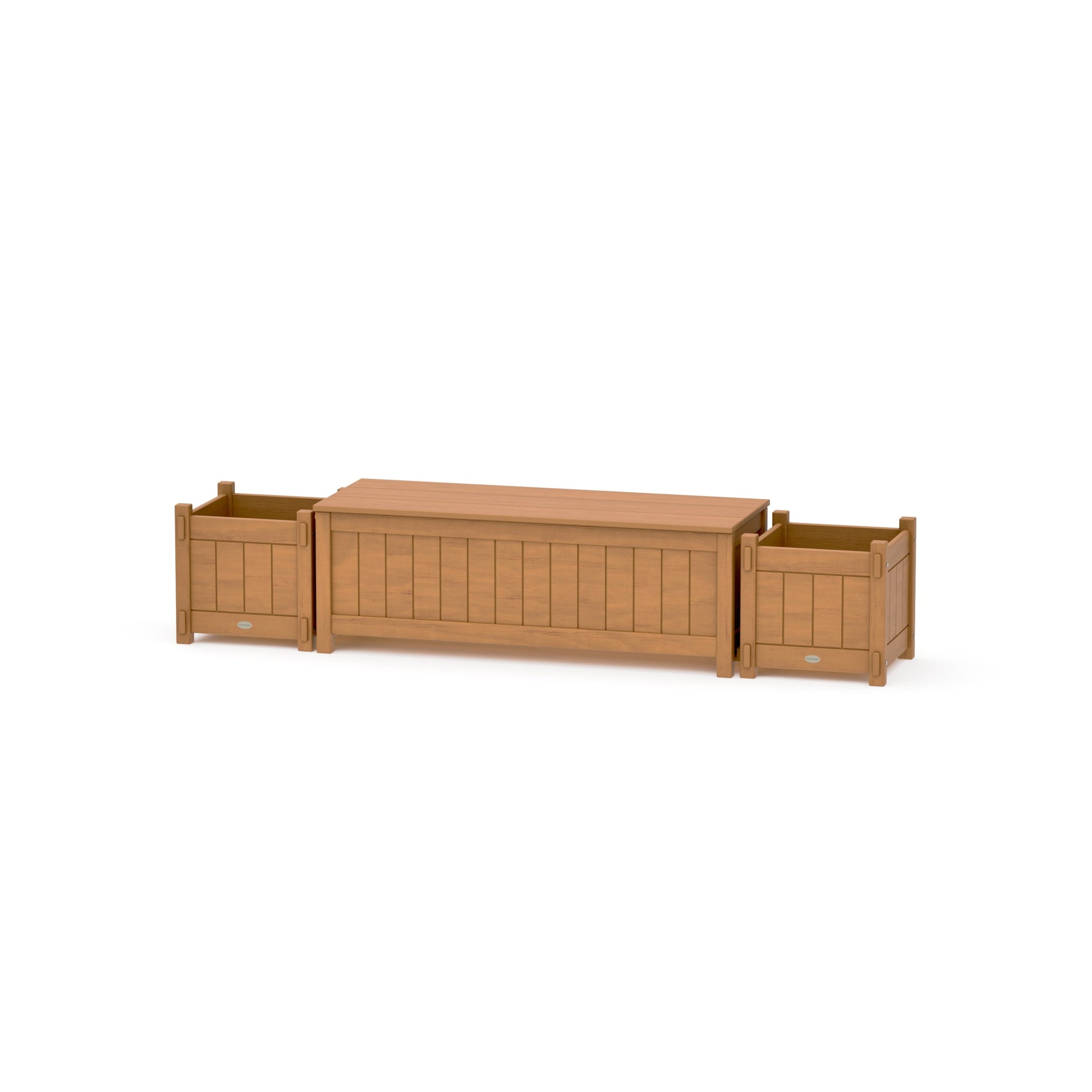 POLYWOOD 48" Vineyard Straight Planter Storage Bench Set — Natural