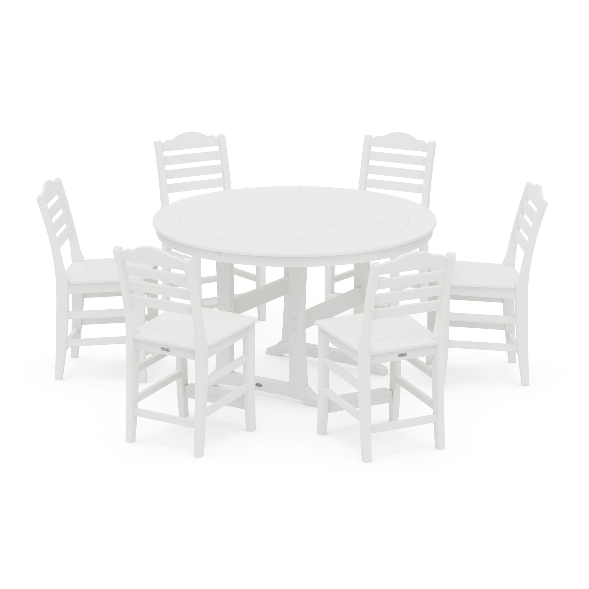 POLYWOOD Savannah 7-Piece Side Chair Round Counter Set — White
