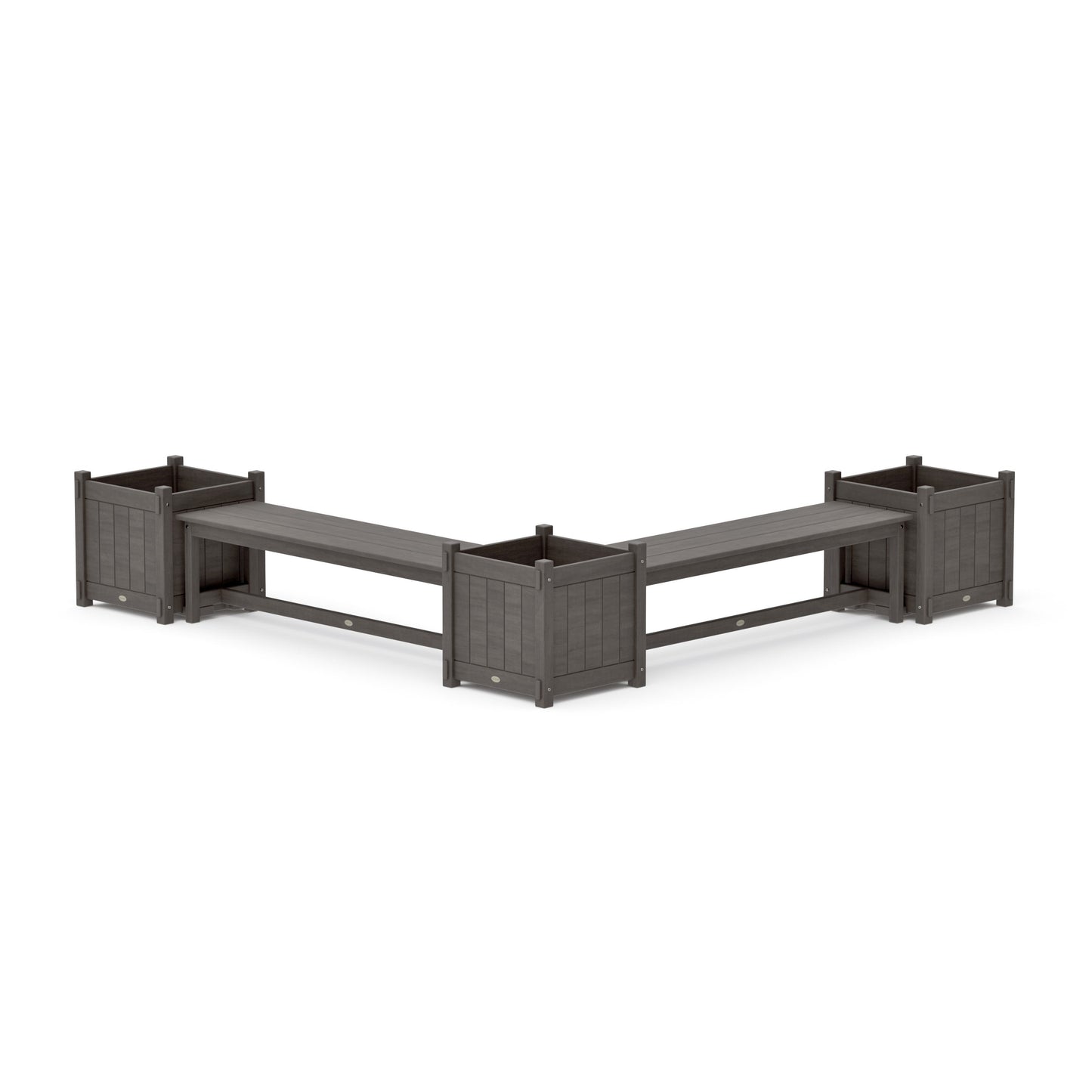 POLYWOOD 60" Vineyard L- Shaped Planter Bench Corner Set - Large — Driftwood