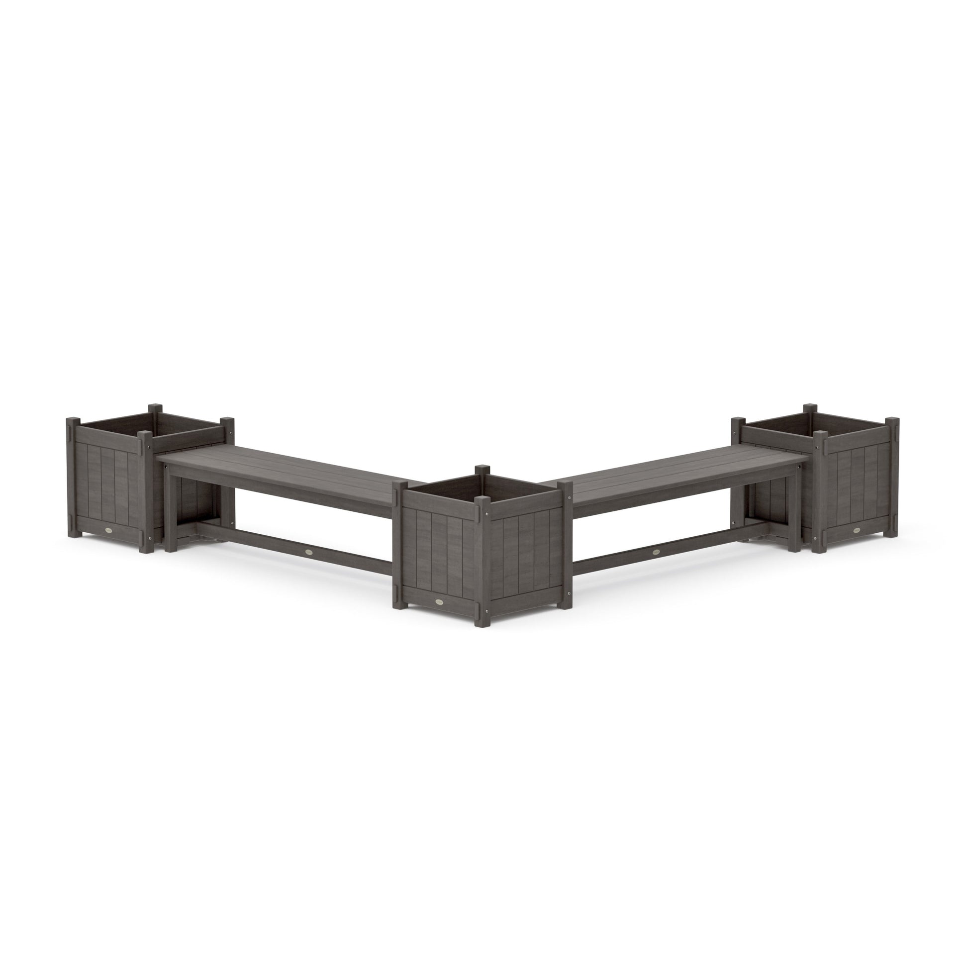 POLYWOOD 60" Vineyard L- Shaped Planter Bench Corner Set - Large — Driftwood