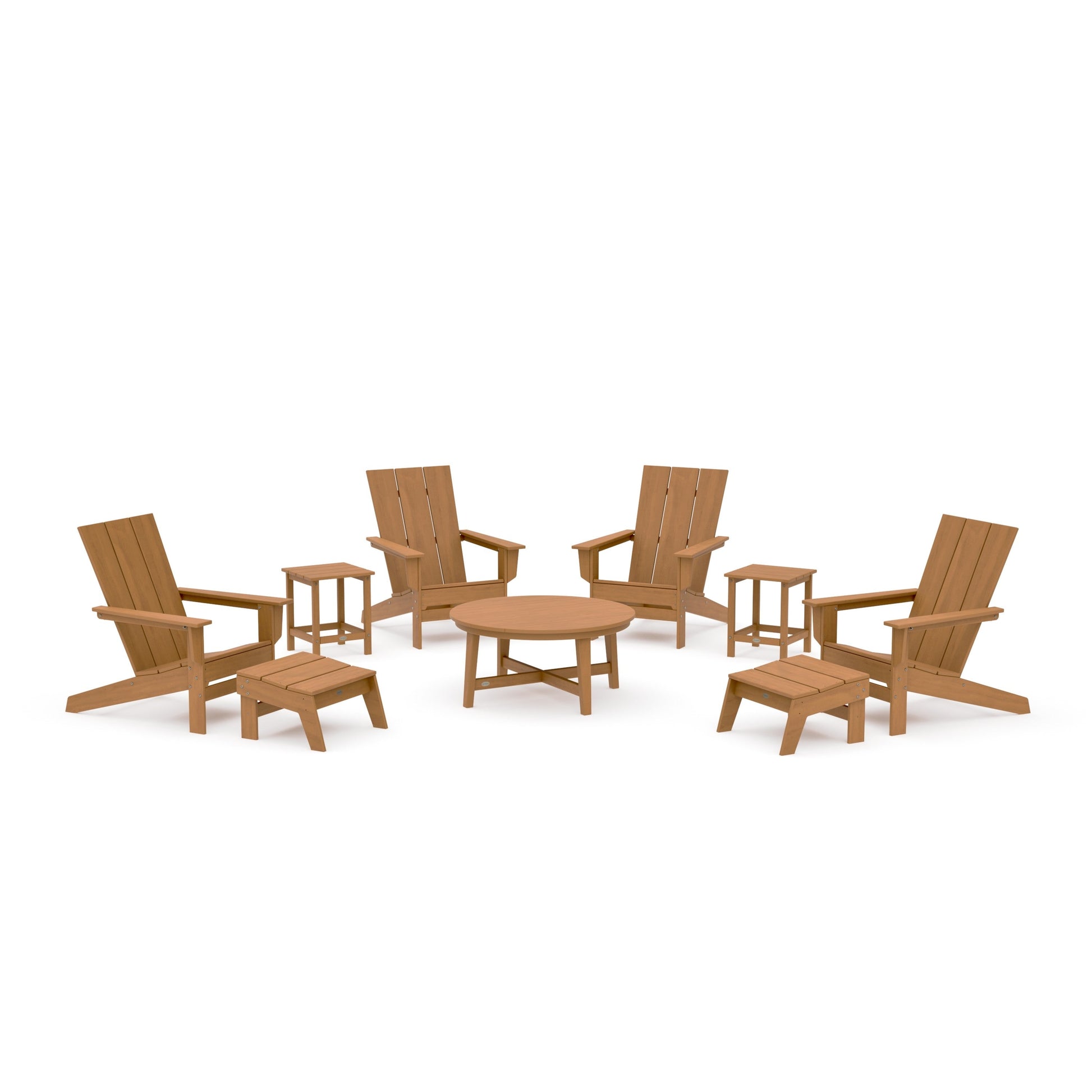 POLYWOOD Modern Studio Adirondack 9-Piece Conversation Set — Natural