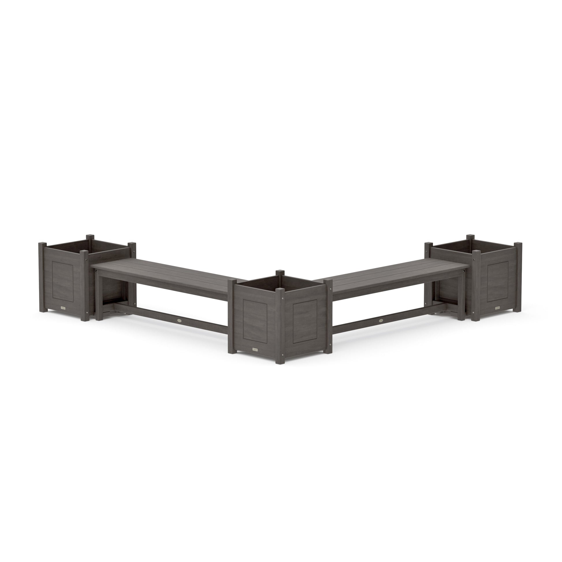 POLYWOOD 60" Country Living L- Shaped Planter Bench Corner Set - Large — Driftwood