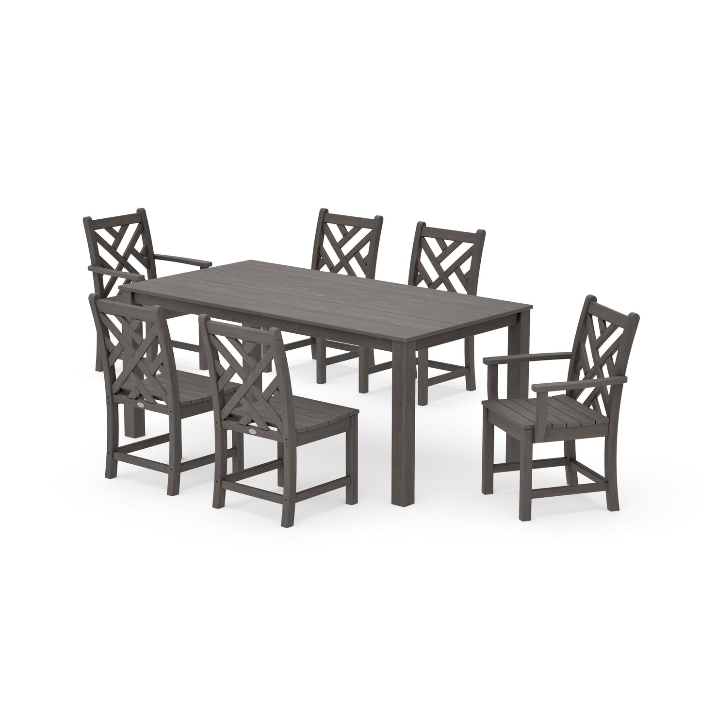 POLYWOOD Chippendale 7-Piece Parsons Dining Set — Driftwood