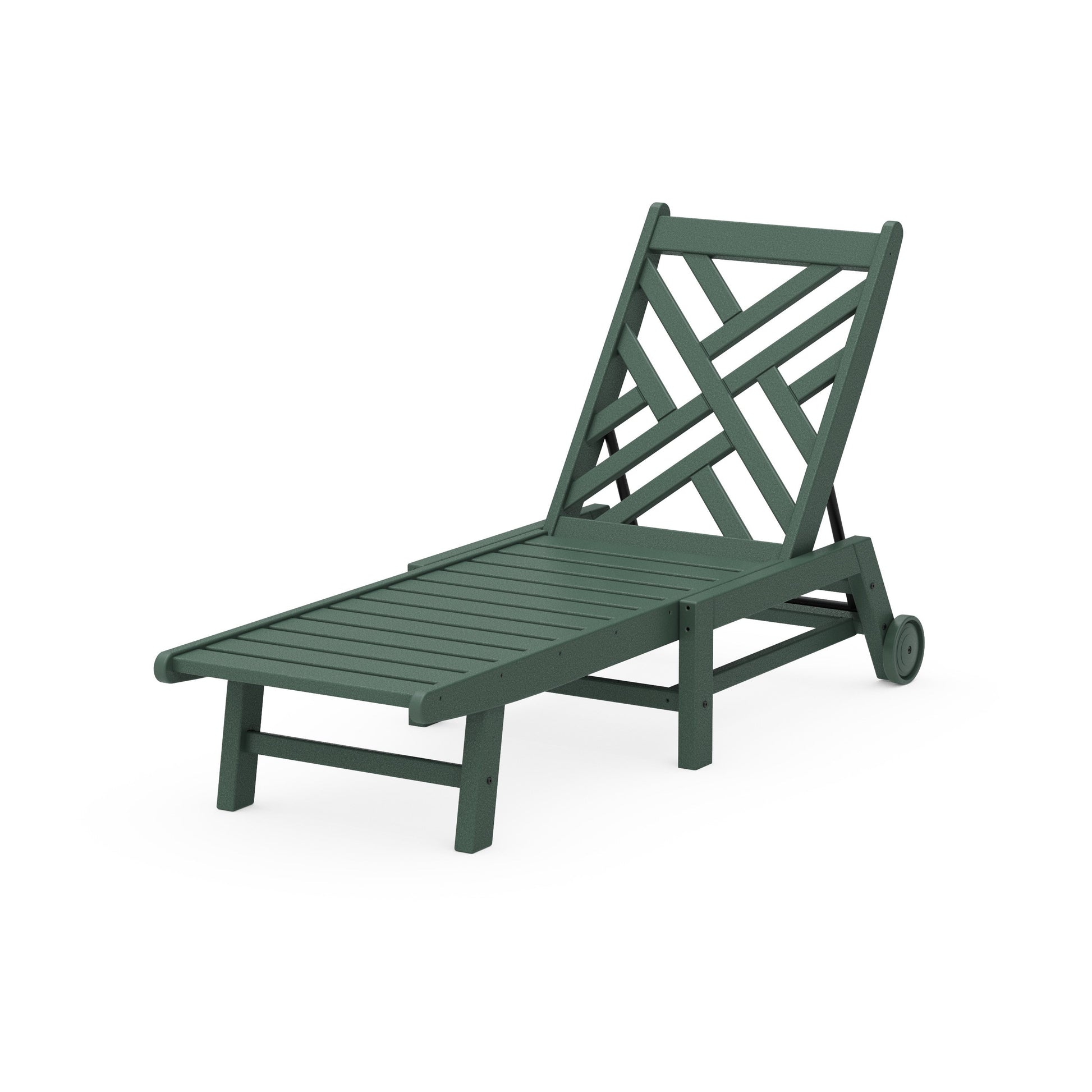 POLYWOOD Chippendale Chaise with Wheels — Green