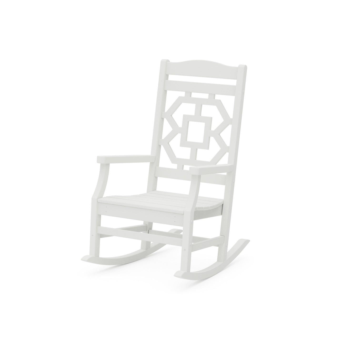 POLYWOOD Chinoiserie Rocking Chair — Vintage White