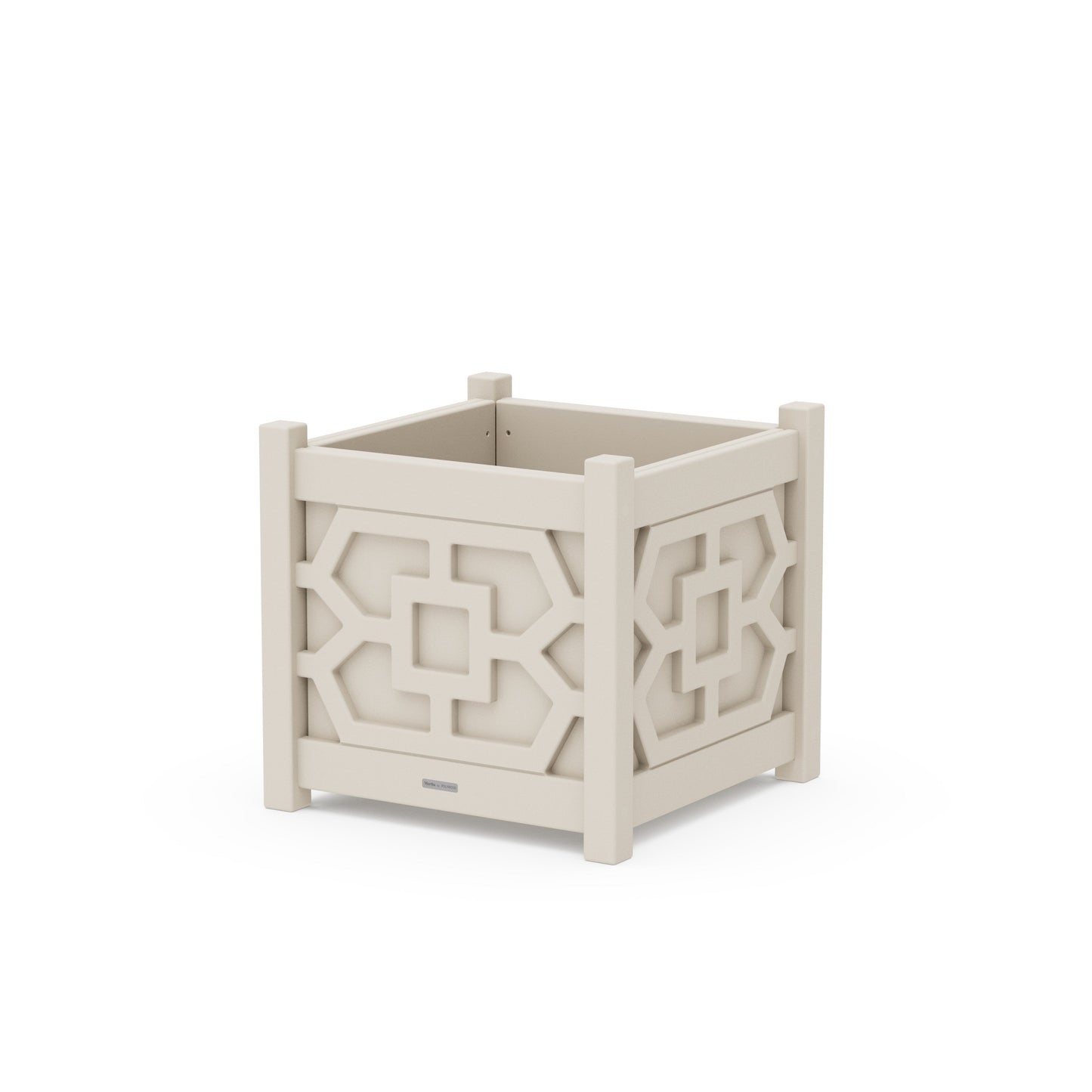 POLYWOOD Chinoiserie Large Square Planter Box — Sand