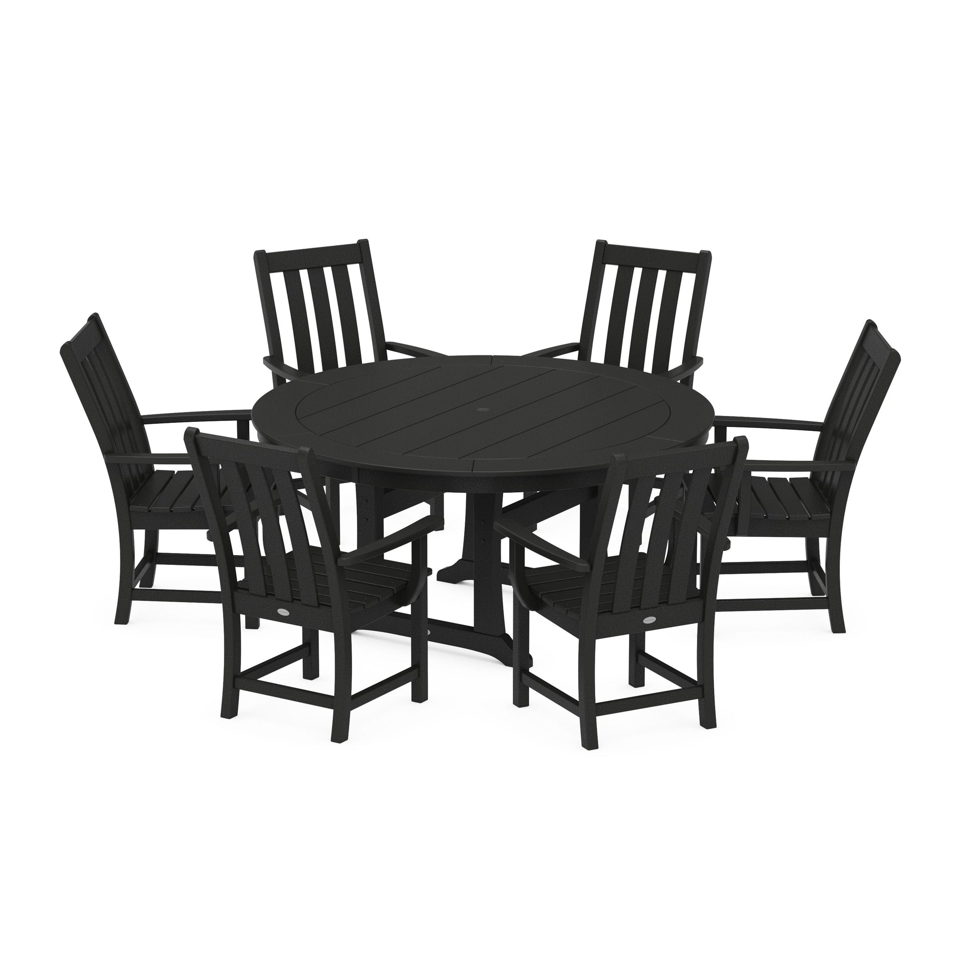 POLYWOOD Vineyard 7-Piece Arm Chair Round Dining Set — Black