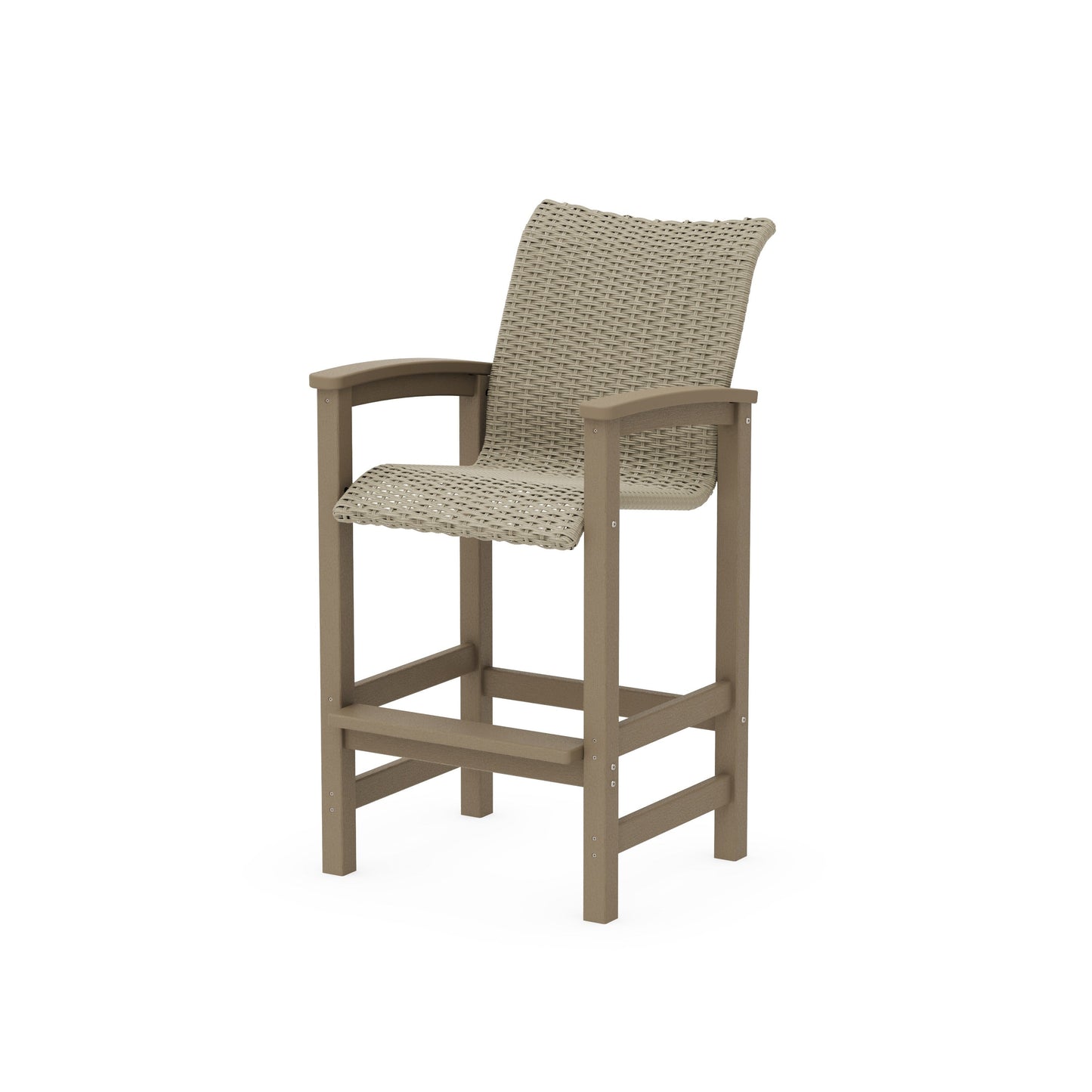 POLYWOOD Coastal Woven Bar Chair — Vintage Sahara / Dune Grass