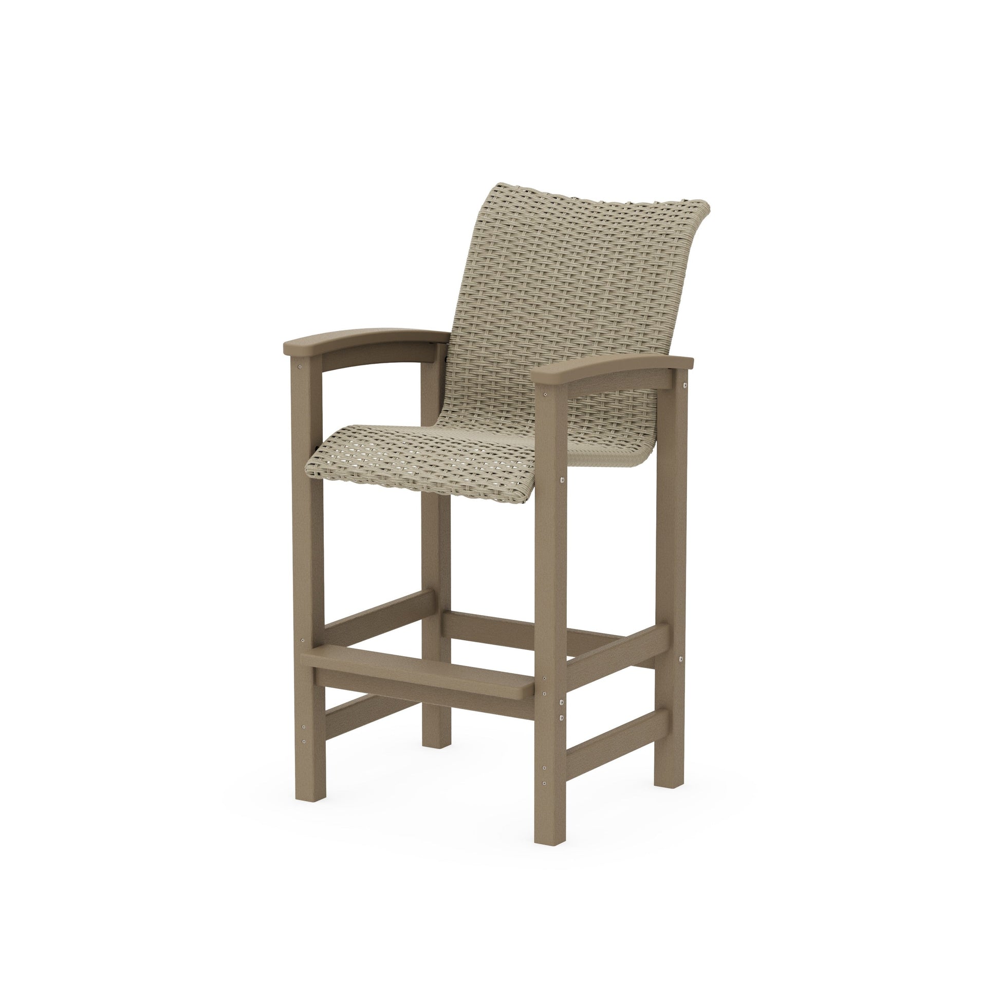 POLYWOOD Coastal Woven Bar Chair — Vintage Sahara / Dune Grass