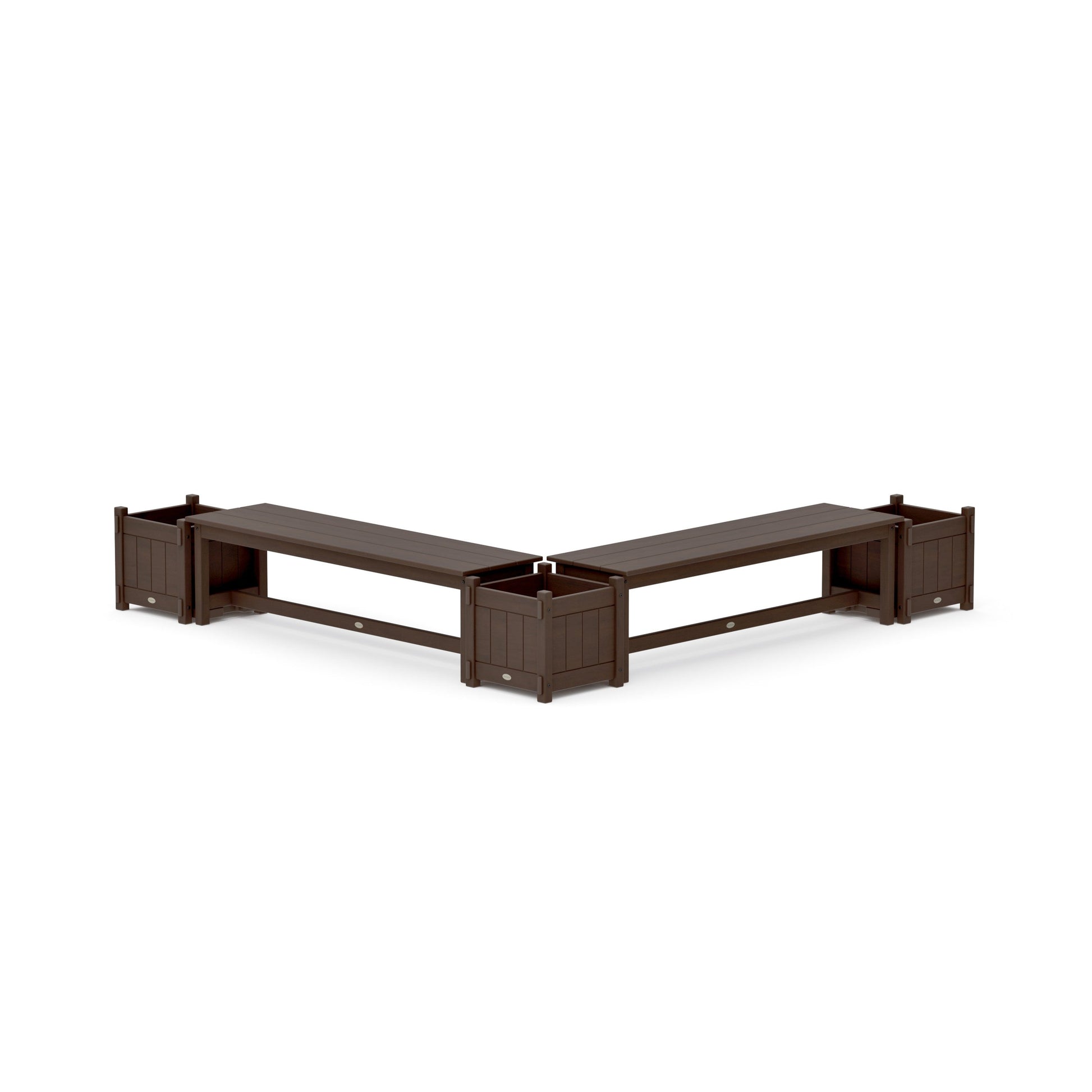 POLYWOOD 60" Vineyard L- Shaped Planter Bench Corner Set — Kona