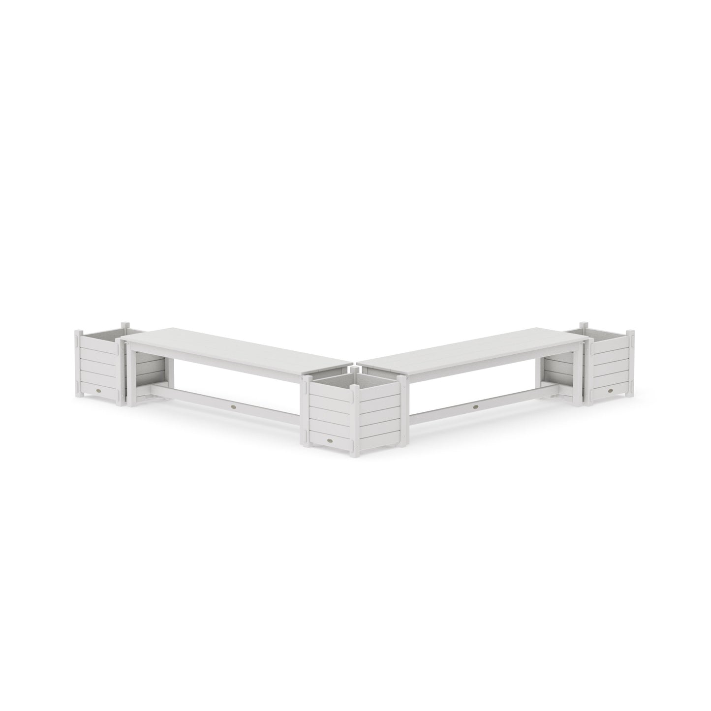 POLYWOOD 60" Nautical L- Shaped Planter Bench Corner Set — Vintage White
