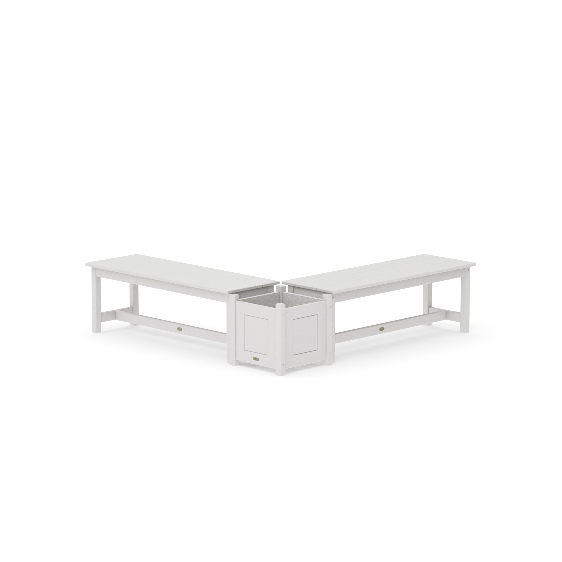 POLYWOOD 48" Country Living L- Shaped Planter Bench Set — Vintage White